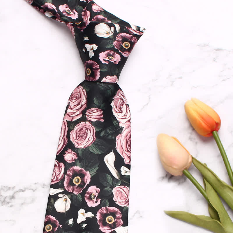 Schöne Herren Krawatte mit rosa Modeprint von Rose