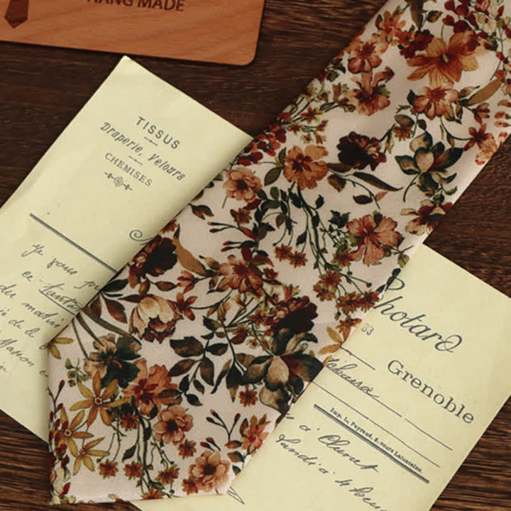 Lässige Krawatte mit Blumenmuster in Orange und Elfenbein für Herren - image 3