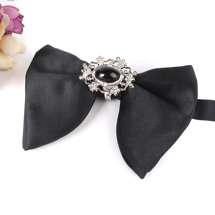 Schwarze Herrenfliege mit Strass-Schmetterling im Oversized Pointed-Design