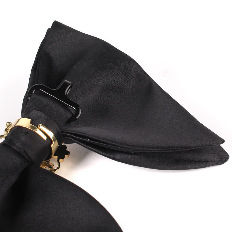 Schwarze Herrenfliege mit Strass-Schmetterling im Oversized Pointed-Design