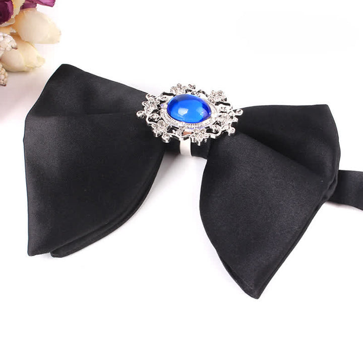 Schwarze Herrenfliege mit Strass-Schmetterling im Oversized Pointed-Design