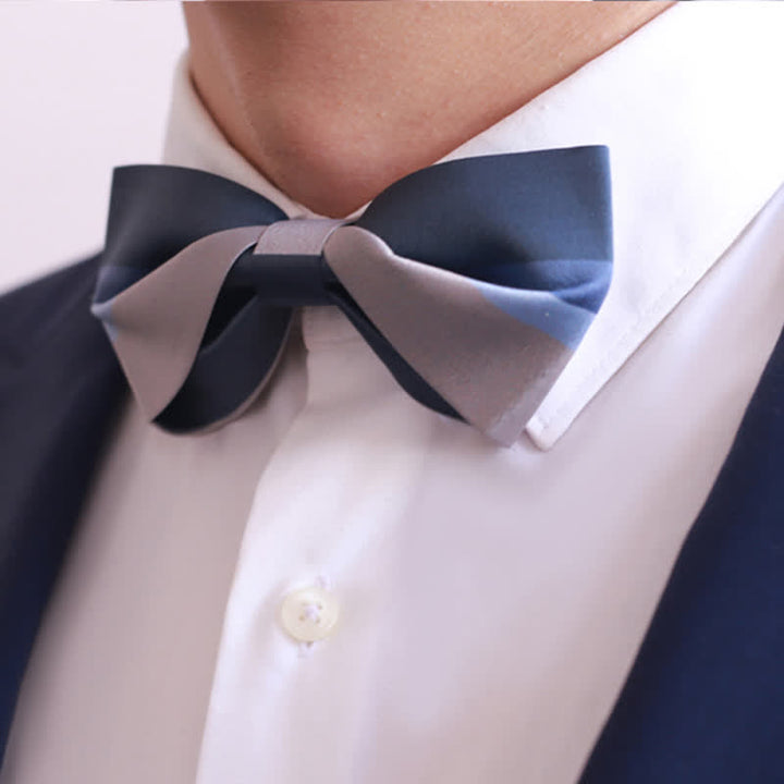 Herren-Fliege in Kontrastfarben Marineblau & Silbergrau