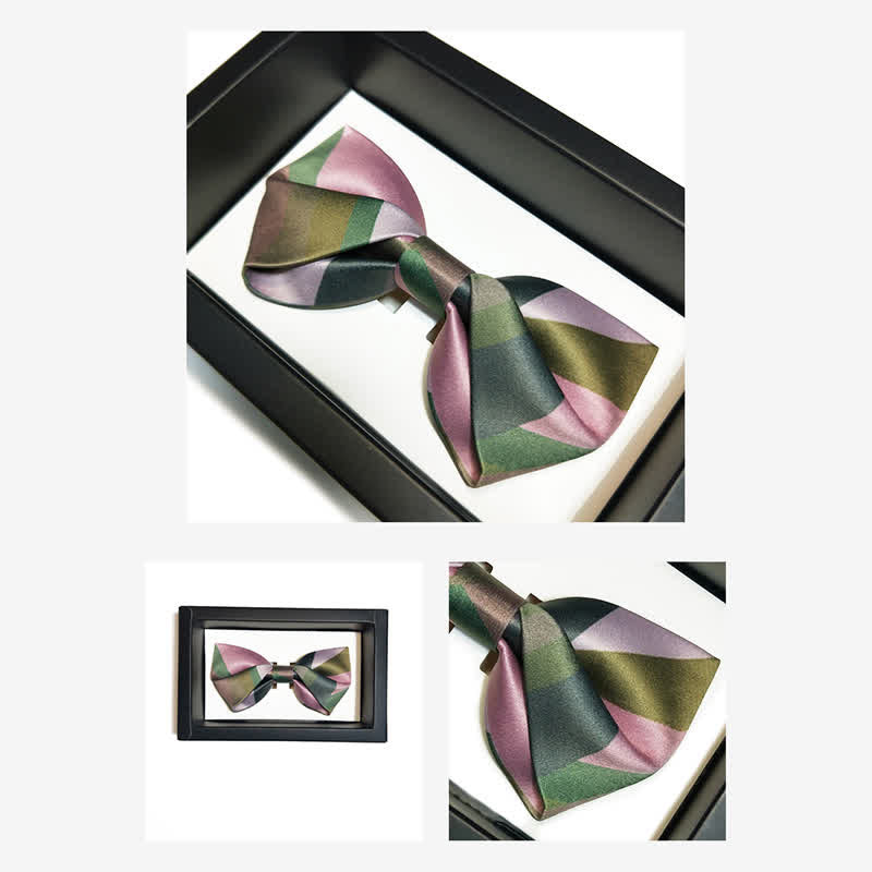 Doppellagige Fliege für Herren, Waldgrün &amp; Pink