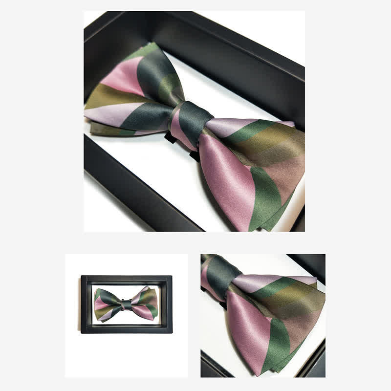 Doppellagige Fliege für Herren, Waldgrün &amp; Pink