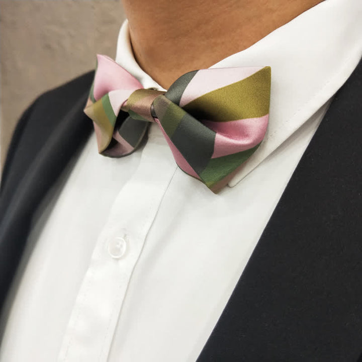 Doppellagige Fliege für Herren, Waldgrün &amp; Pink