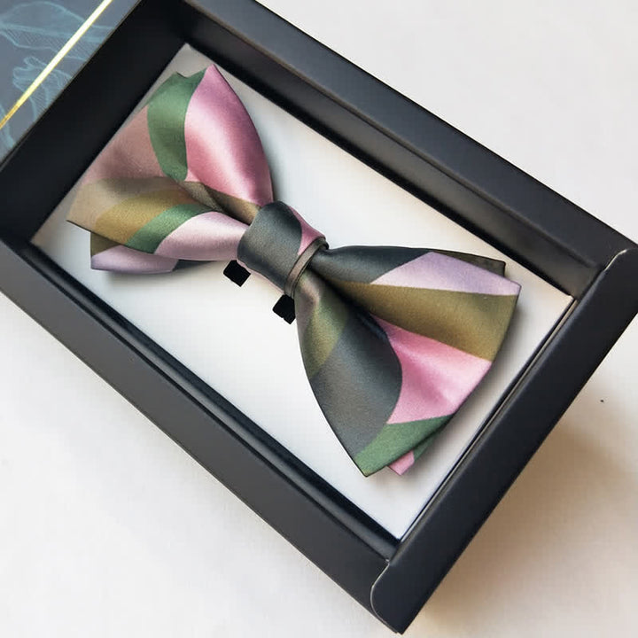 Doppellagige Fliege für Herren, Waldgrün &amp; Pink