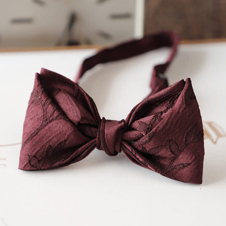 Herren Vintage Dunkelrote Floral Serie Fliege