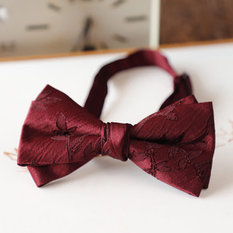 Herren Vintage Dunkelrote Floral Serie Fliege