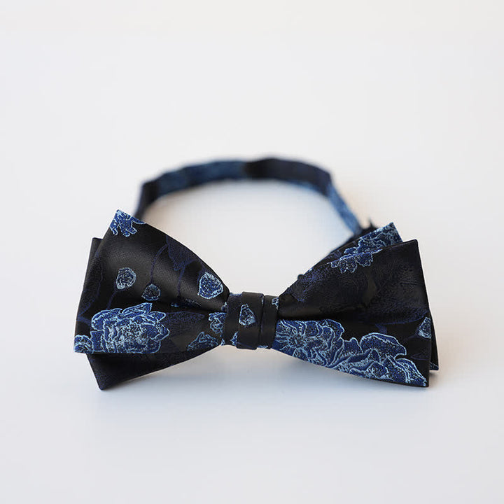 Herren Retro Blumen Doppel Schichten Fliege
