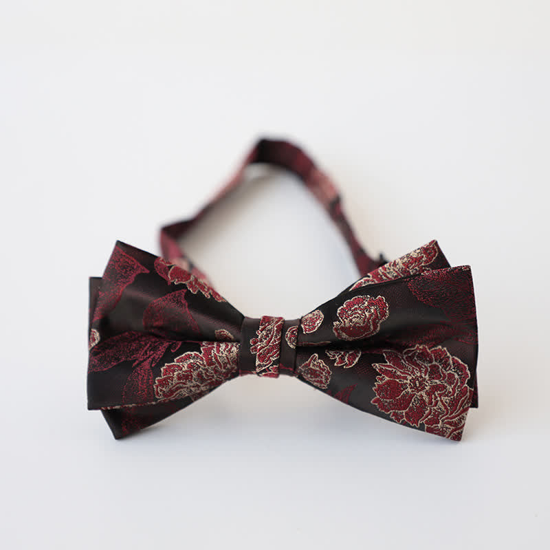 Herren Retro Blumen Doppel Schichten Fliege