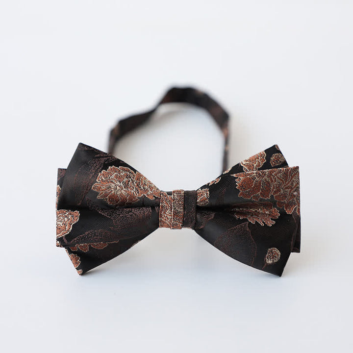 Herren Retro Blumen Doppel Schichten Fliege