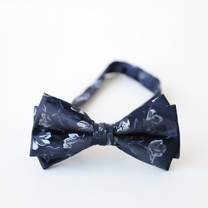 Herren Retro Blumen Doppel Schichten Fliege