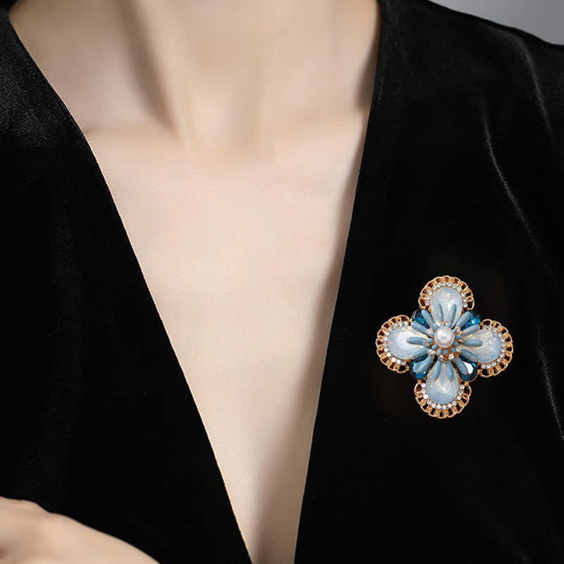 Vintage-Blaue-Opal-Blumen-Brosche für Frauen