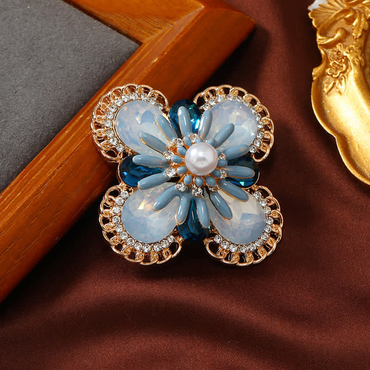 Vintage-Blaue-Opal-Blumen-Brosche für Frauen