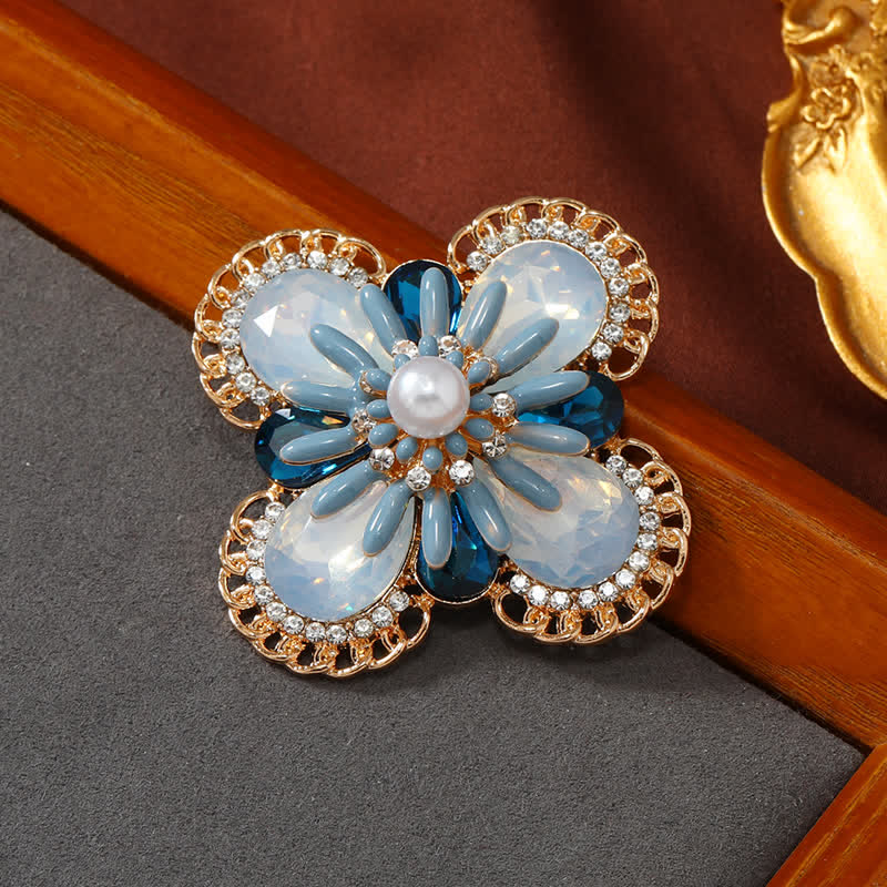 Vintage-Blaue-Opal-Blumen-Brosche für Frauen