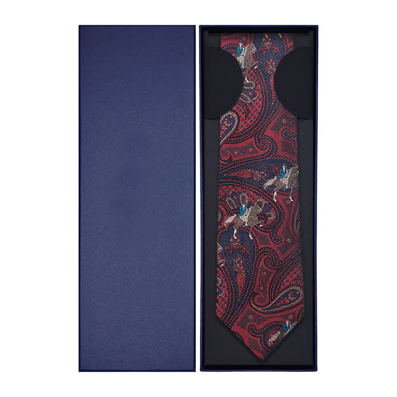 Rote Herrenreiter-Paisley-Krawatte mit Stickerei