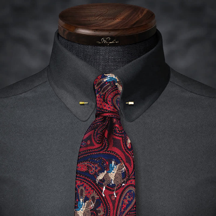 Rote Herrenreiter-Paisley-Krawatte mit Stickerei