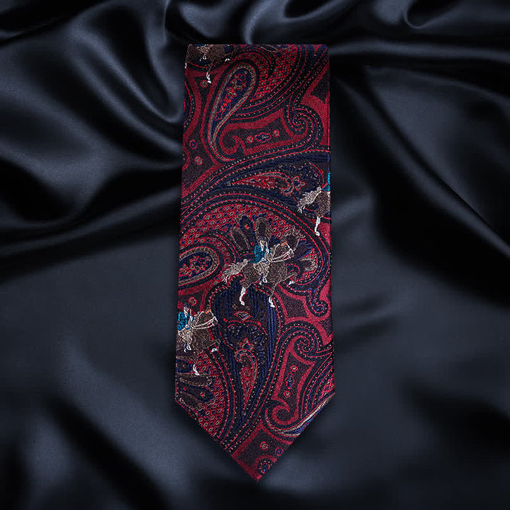 Rote Herrenreiter-Paisley-Krawatte mit Stickerei