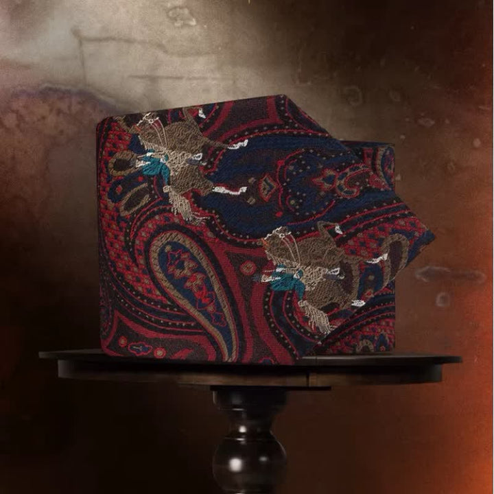 Rote Herrenreiter-Paisley-Krawatte mit Stickerei