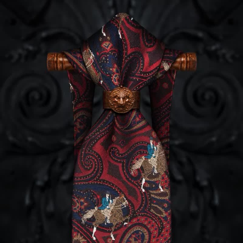 Rote Herrenreiter-Paisley-Krawatte mit Stickerei