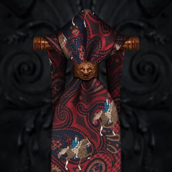 Rote Herrenreiter-Paisley-Krawatte mit Stickerei