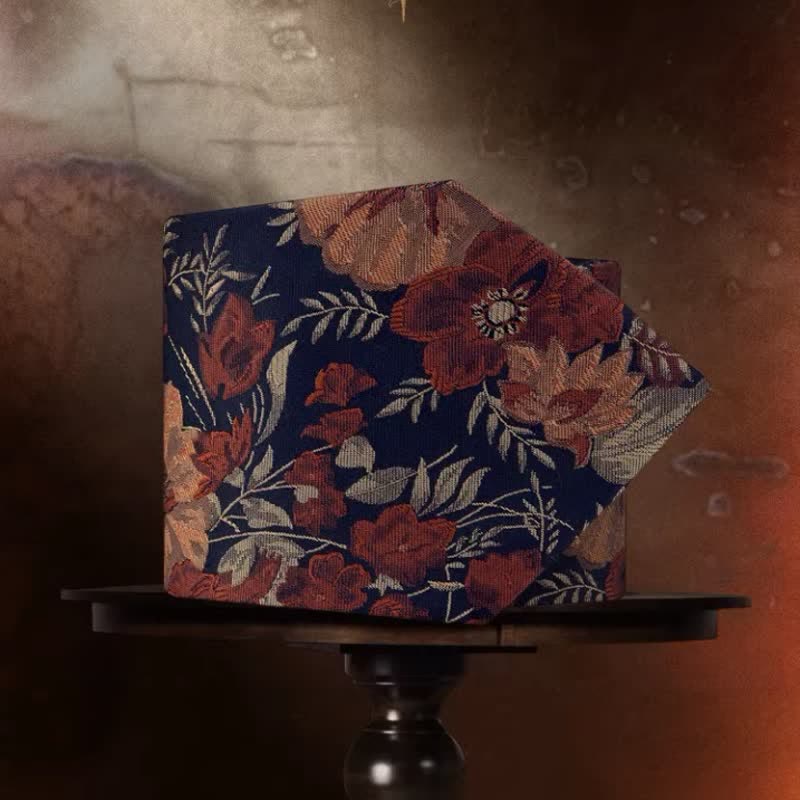 Retro-Blau gestickte Krawatte mit Blumenmuster für Herren