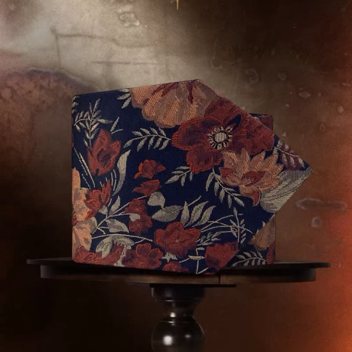 Retro-Blau gestickte Krawatte mit Blumenmuster für Herren