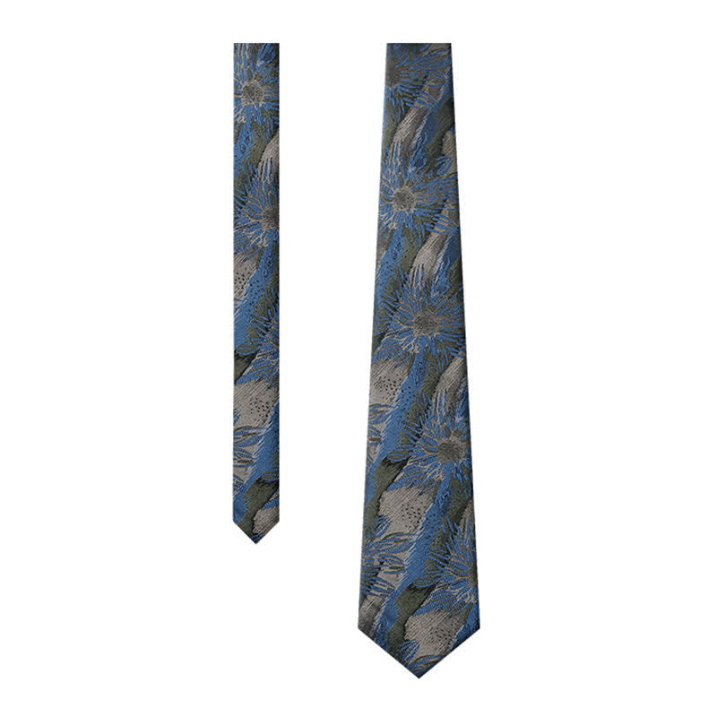 Fantastische graue und blaue florale Vintage-Krawatte für Herren
