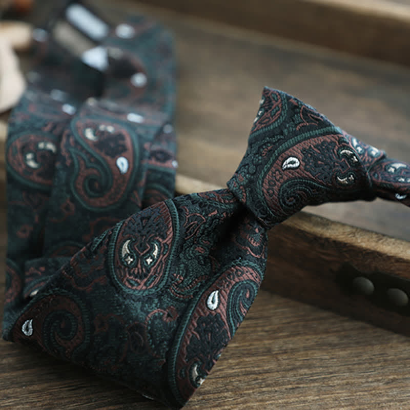 Herren Blumen Gestreifte Paisley Reine Seidenkrawatte