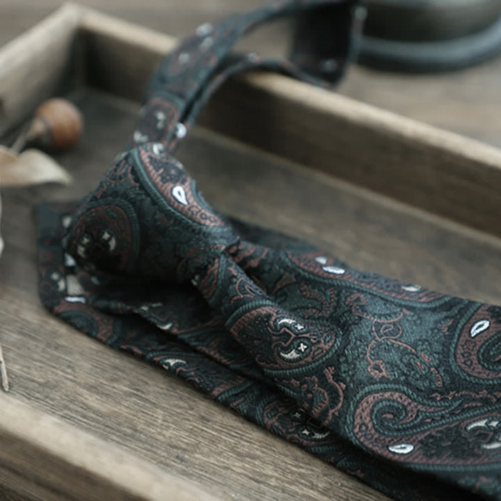 Herren Blumen Gestreifte Paisley Reine Seidenkrawatte