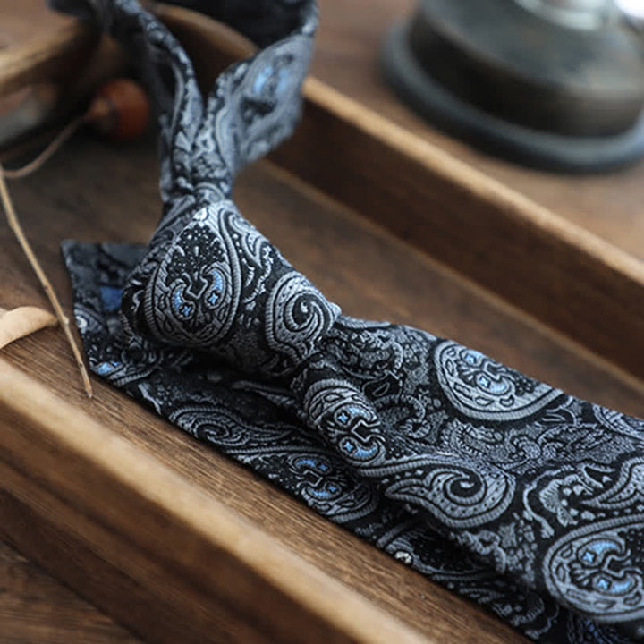 Herren Blumen Gestreifte Paisley Reine Seidenkrawatte