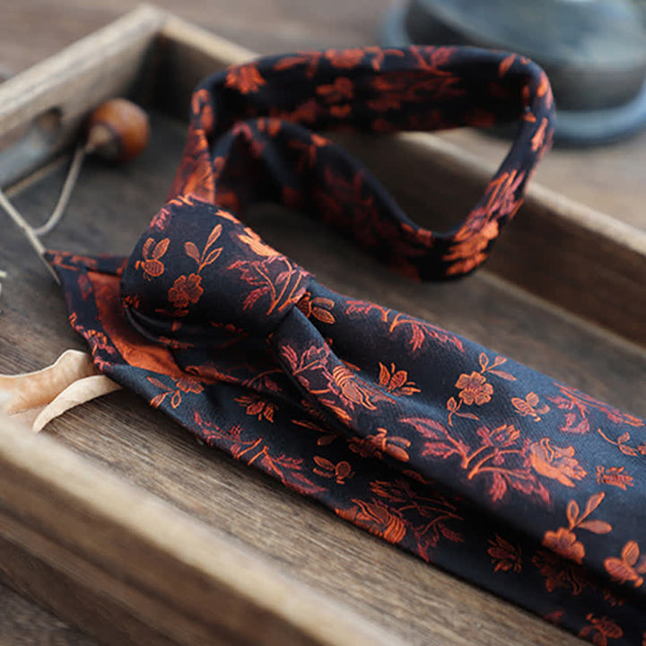 Herren Blumen Gestreifte Paisley Reine Seidenkrawatte