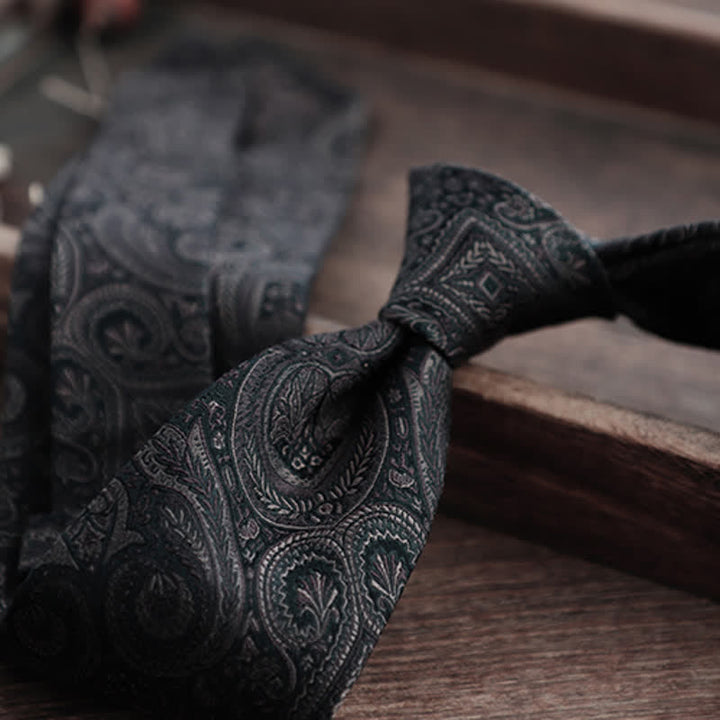 Herren Blumen Gestreifte Paisley Reine Seidenkrawatte