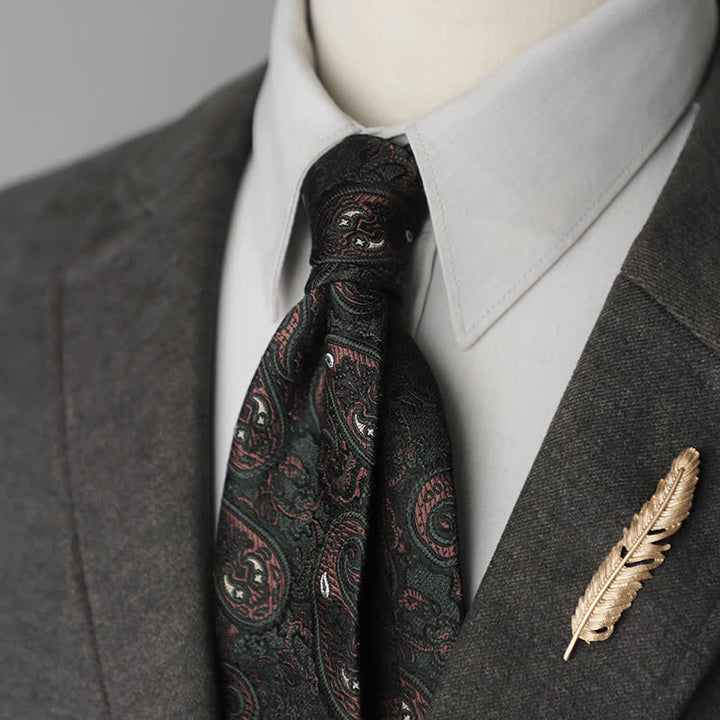 Herren Blumen Gestreifte Paisley Reine Seidenkrawatte