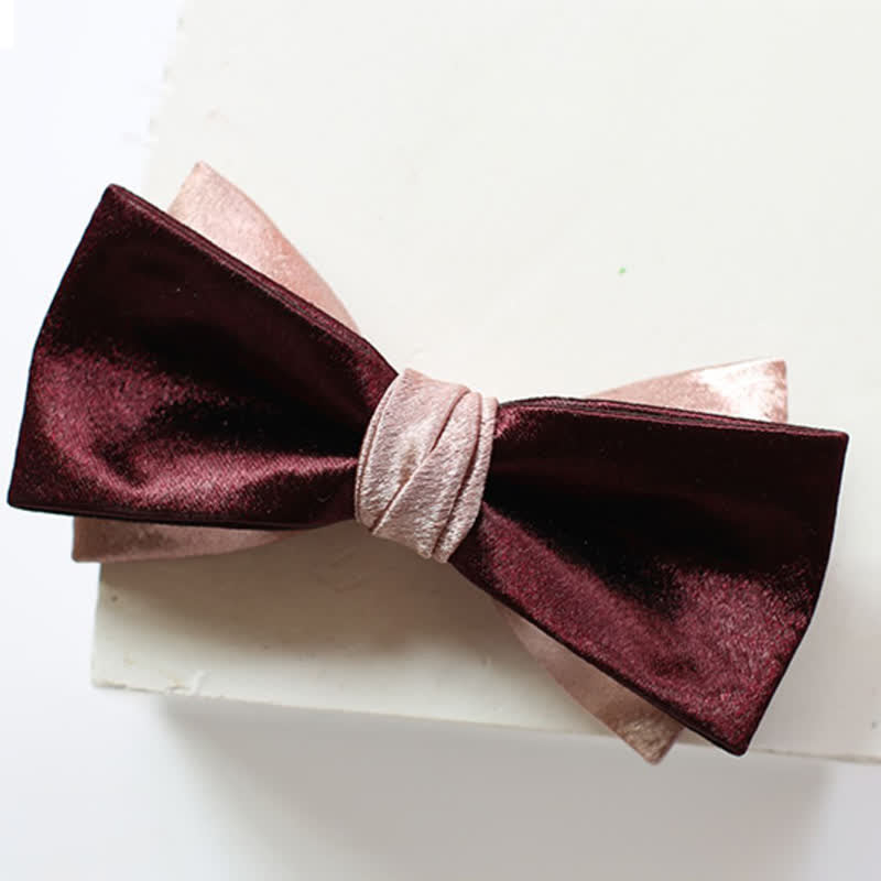 Herren Glänzende Rosa &amp; Weinrot Doppellagige Fliege
