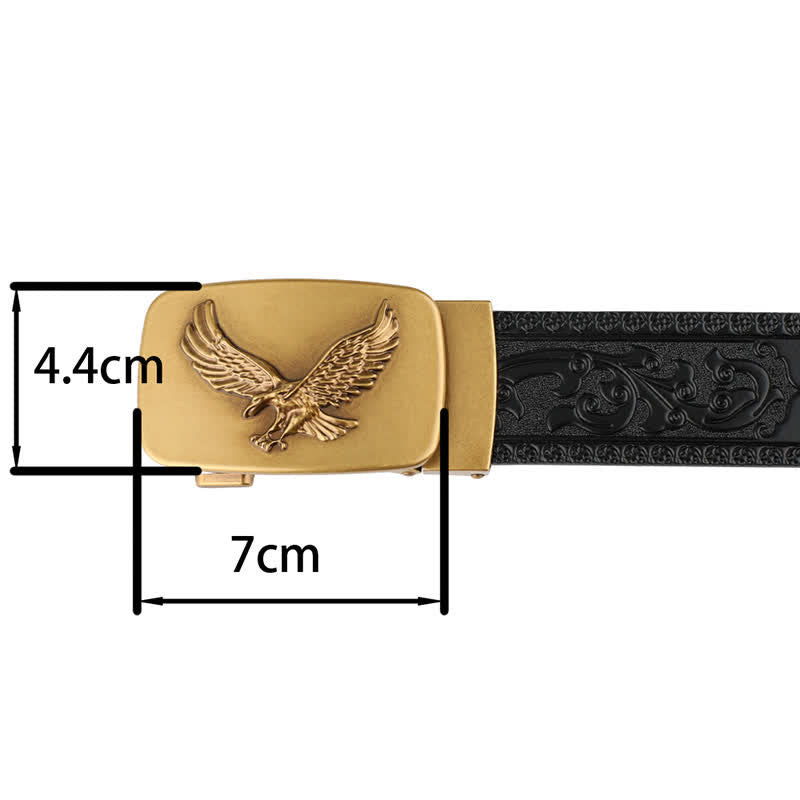 Herrengürtel mit fliegendem Adler Automatik-Schnalle und Prägung aus Leder