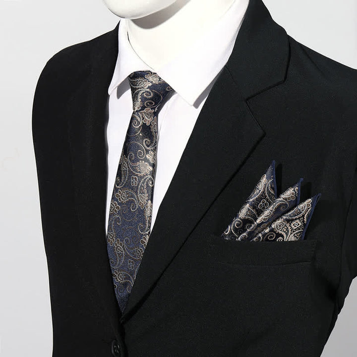 Luxuriöses Paisley Einstecktuch und Krawatte Set für Herren, 2 Stück