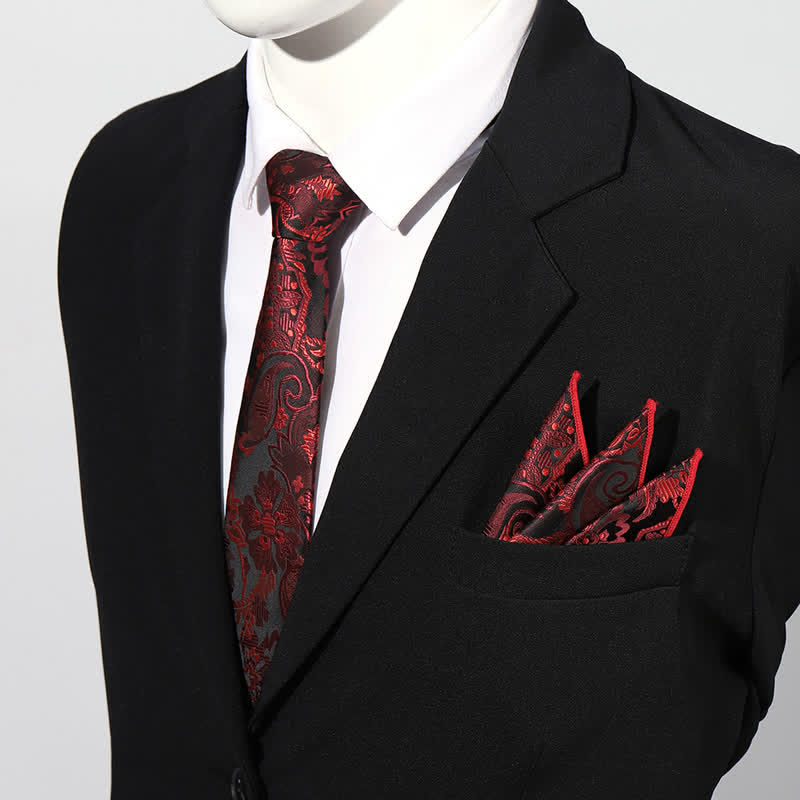 Luxuriöses Paisley Einstecktuch und Krawatte Set für Herren, 2 Stück