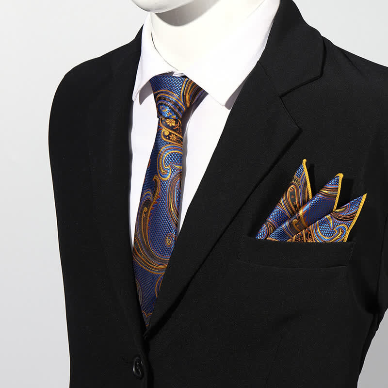 Luxuriöses Paisley Einstecktuch und Krawatte Set für Herren, 2 Stück