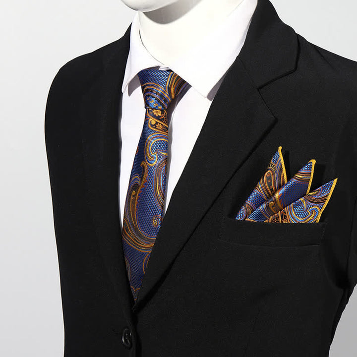 Luxuriöses Paisley Einstecktuch und Krawatte Set für Herren, 2 Stück