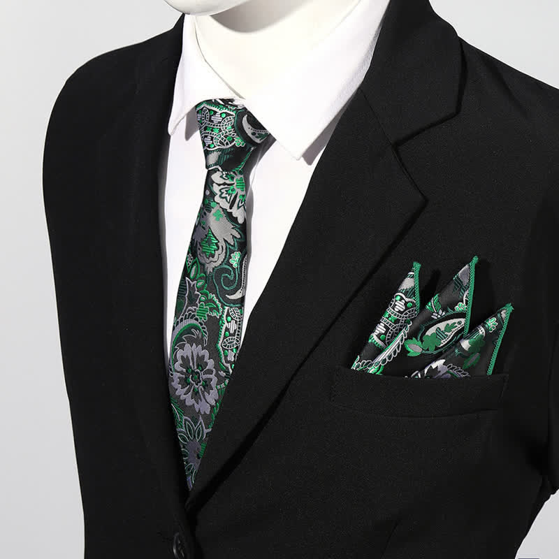 Luxuriöses Paisley Einstecktuch und Krawatte Set für Herren, 2 Stück