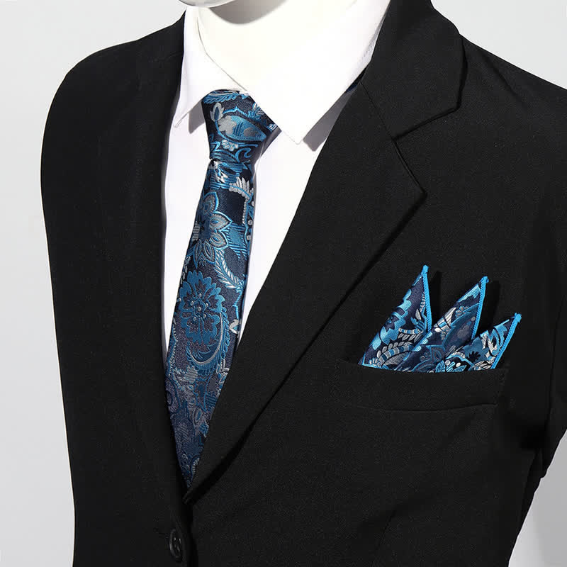 Luxuriöses Paisley Einstecktuch und Krawatte Set für Herren, 2 Stück
