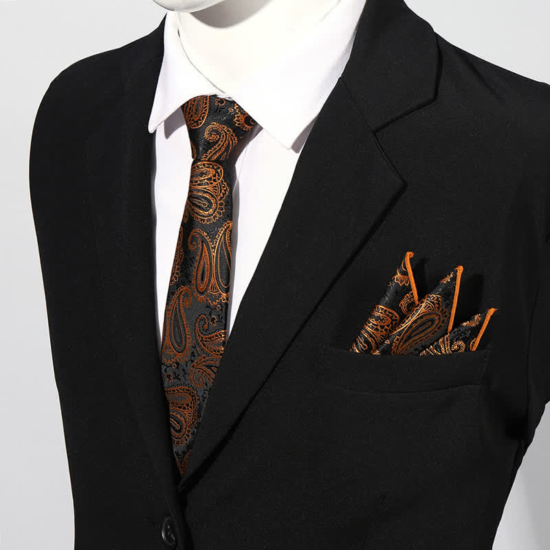 Luxuriöses Paisley Einstecktuch und Krawatte Set für Herren, 2 Stück
