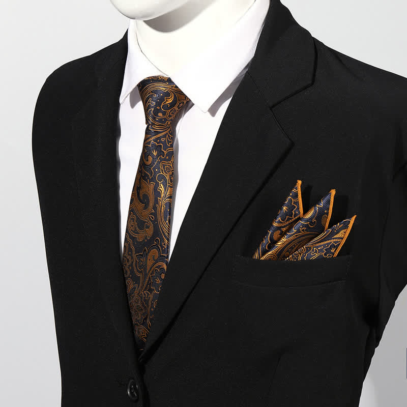 Luxuriöses Paisley Einstecktuch und Krawatte Set für Herren, 2 Stück
