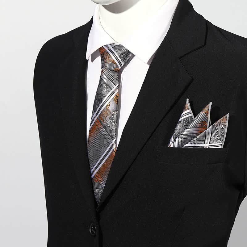 Luxuriöses Paisley Einstecktuch und Krawatte Set für Herren, 2 Stück