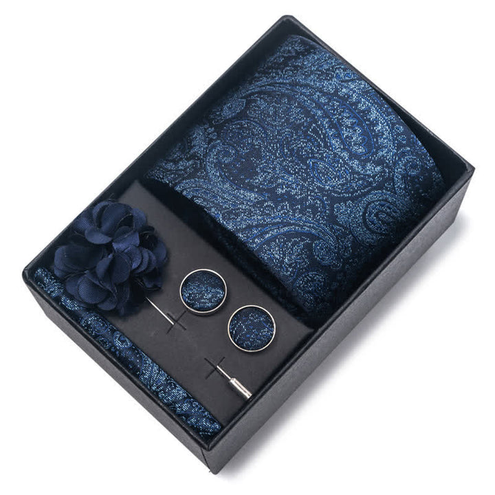 4er-Set Jacquard-Krawatten-Design in Marineblau für Herren