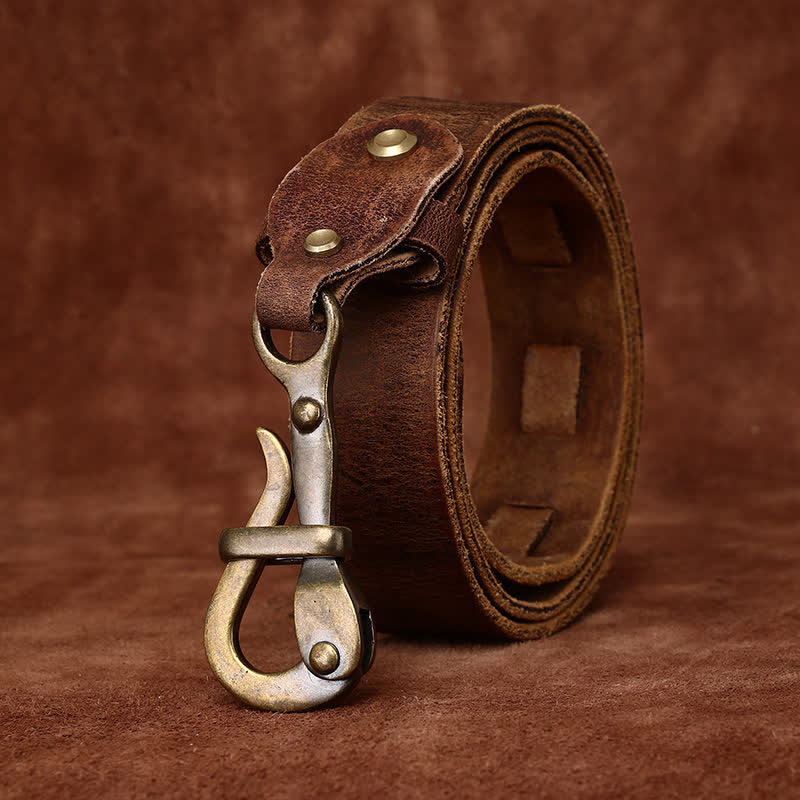 Retro-Gürtel für Herren mit Haken-Schnalle aus Kavalierleder
