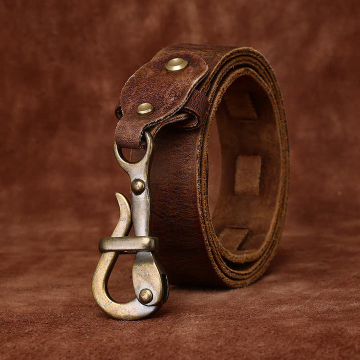 Retro-Gürtel für Herren mit Haken-Schnalle aus Kavalierleder