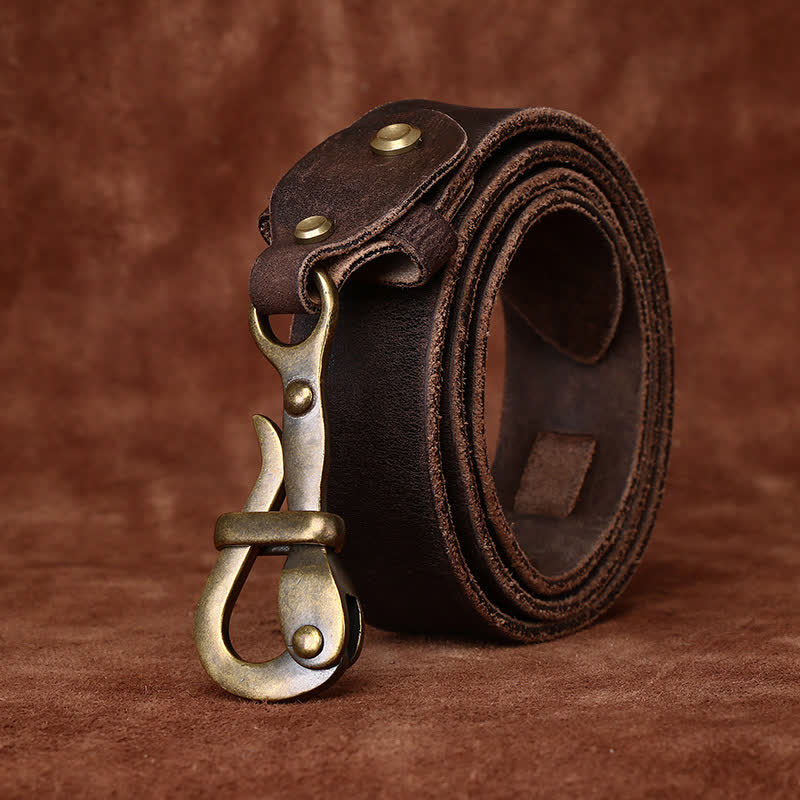 Retro-Gürtel für Herren mit Haken-Schnalle aus Kavalierleder