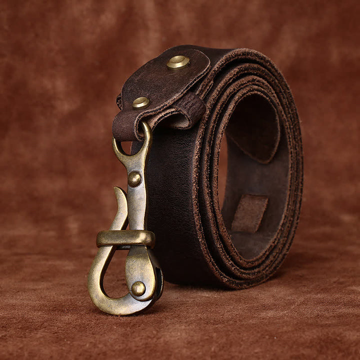 Retro-Gürtel für Herren mit Haken-Schnalle aus Kavalierleder